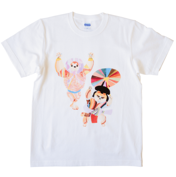 踊る秋田犬Tシャツ